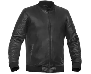 Stalwart Men's Fashion Black Leather Bomber Jacket