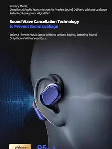 Open Ear Headphones, Wireless Bluetooth 5.3 Headphones Air Conduction, Up to 48 Hours Battery Life with Carry Case, High Quality HIFI Sound, IPX5 Waterproof, Wireless Earbuds for Meeting, Driving,Traveling