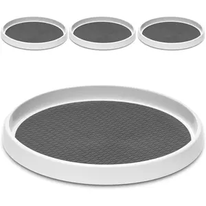 12-Inch Non-Skid Turntable Lazy Susan Organizer [4 Pack] - Spinning Rack for Cabinet Table Top, Pantry Organization Storage, Kitchen, Fridge, Vanity, Countertop, Under Sink Organizing, Spice Spinner Plastic Silicone