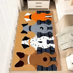 1pc Cartoon Dogs Back View Pattern Fluffy Minimalist Area Rug, Polyester 100% Flannel Carpet, Non-Slip Rectangle Floor Mat for Living Room, Bedroom, Kitchen, Office, Entryway, Bedside Rug | Washable, Perfect Gift for Pet Lovers & Seasonal Home Decor