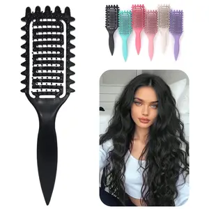 Curl Defining Brush for Curly Hair, Vented Detangling Hair Brush, Detangling Hairbrush for Wet and Dry Styling, Curved Brush for Shaping and Smoothing Curl Clumps, Lightweight Hair Brush, Hair Brush Detangler
