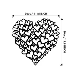 Heart-Shaped Metal Wall Art 30cm x 30cm Large Love Decor for Valentine's Day & Thanksgiving Home Room Ornaments Gift for Her - Decoration Items