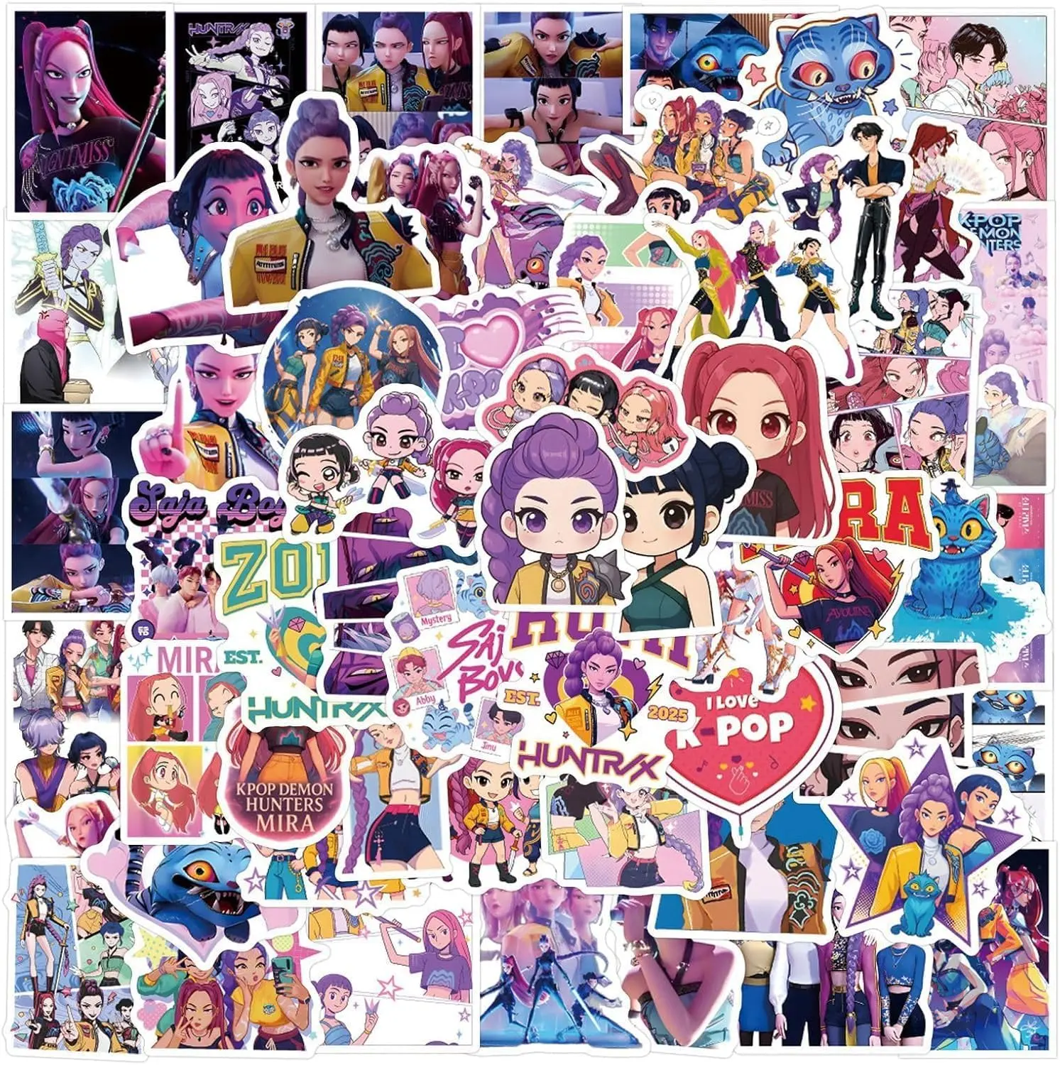 110Pcs Demon Stickers Hunter Set, Waterproof Vinyl Decals, Anime Character Collection for Laptop, Water Bottle Gifts Birthday Decorations (110PCS)