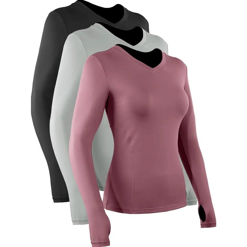 Women long Sleeve Shirt for Workout Dry Fit Yoga t Shirts V-Neck