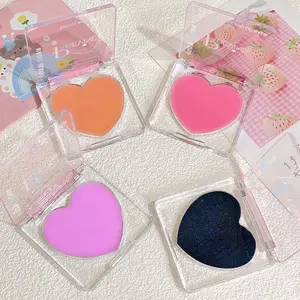 All-day  Blush - Long-lasting, buildable, ultra-blendable blus Heart-Shaped Hydrating Blush Balm for Lips & Cheeks, Built-In Puff for Easy Contouring & Radiant Glow Makeup Smooth Cosmetic Elegance