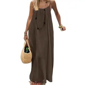 Plus Size Friendly Women’S Loose-Fitting, Backless, Strappy Maxi Dress For Loungewear House Dress Nightwear Everyday Womenswear Casual Soft