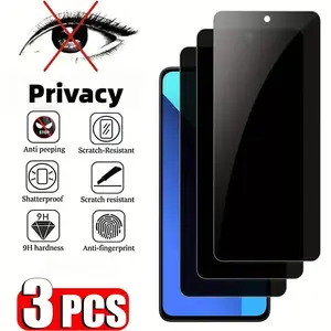 3Pcs Privacy Tempered Glass Screen Protector, Protective, Smartphone Accessories, Compatible With Xiaomi Redmi Note 14 13 Pro 4G 5G, Xiaomi Mi 14T 13T 11T Pro, 9H Tempered Glass, Full Coverage, Anti-Scratch, Anti-Fingerprint, Protection