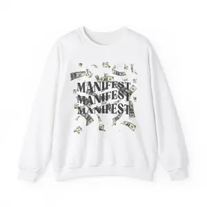 Money Manifesting Unisex Heavy Blend™ Crewneck Sweatshirt, Law of Attraction Tee, Abundance Sweater, Wealth Attractor Clothing, Prosperity Throwover, Money Sweater, Money Clothes, Money Fashion, Money Sweatshirt, Manifesting Money into Your Life