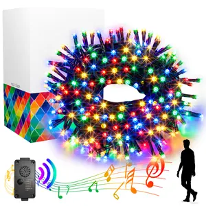 EAMBRITE Christmas Lights Outdoor 82Ft 200LT with Cheerful Music Infrared Motion Sensor Controller for Indoor & Outdoor Decorations Multi-Color Led Lantern