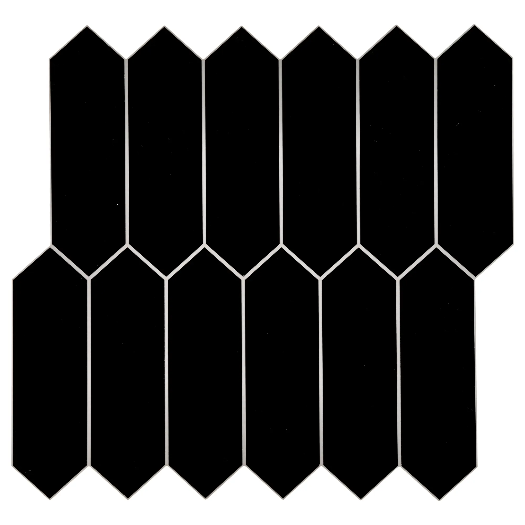 INNO STICKERS 10-Sheet Affordable 3 mm Thick Geometric Long Hexagon Stone Composite Self-Adhesive Peel and Stick Backsplash Tiles, 12 In. X 11.22 In. Black, 9.35 sq. ft. for Kitchen, Laundry Use