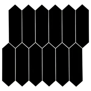 INNO STICKERS 10-Sheet Peel and Stick Backsplash for Kitchen Bathroom Shower, Stone Composite Self Adhesive Tiles Long Hexagon Mosaic Wall Tile, 12 Inch x 11.22 Inch Black
