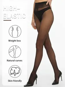 High Stretch Silk Ultra-Thin Seamless Pantyhose, Striped High-Waist Stockings, All-Season Fashion, No Squeezing, Non-Slip Base