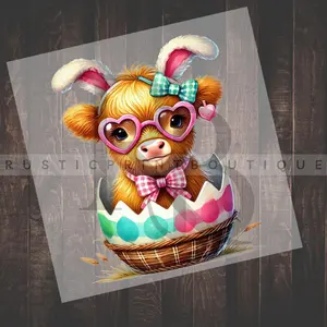 Easter DTF Heat Transfer Highland Cow DTF