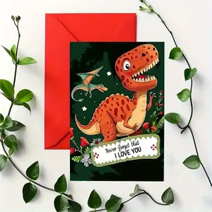 1PC-Cartoon Dinosaur Blessing Card, Gift of Personalized Love, Birthday Card, Paper Invitation, Suitable for Special Occasions, High Quality Thick Cardboard