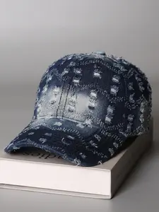 Men's Baseball Cap with Hole Design, Ripped Feature, Vintage Street Style Denim Fashion, Casual Unisex Snapback Hat for All Seasons