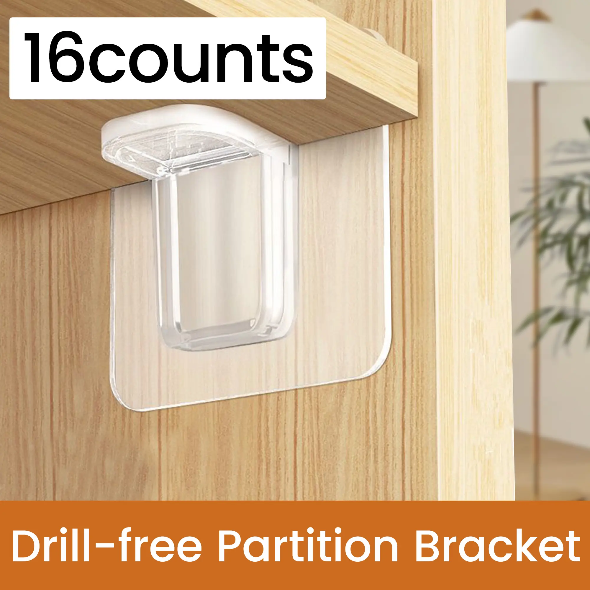 16 Counts Shelf Support Pegs, Assorted Color Self-Adhesive Thickened Pins, Transparent Brackets for Bookcase Shelves