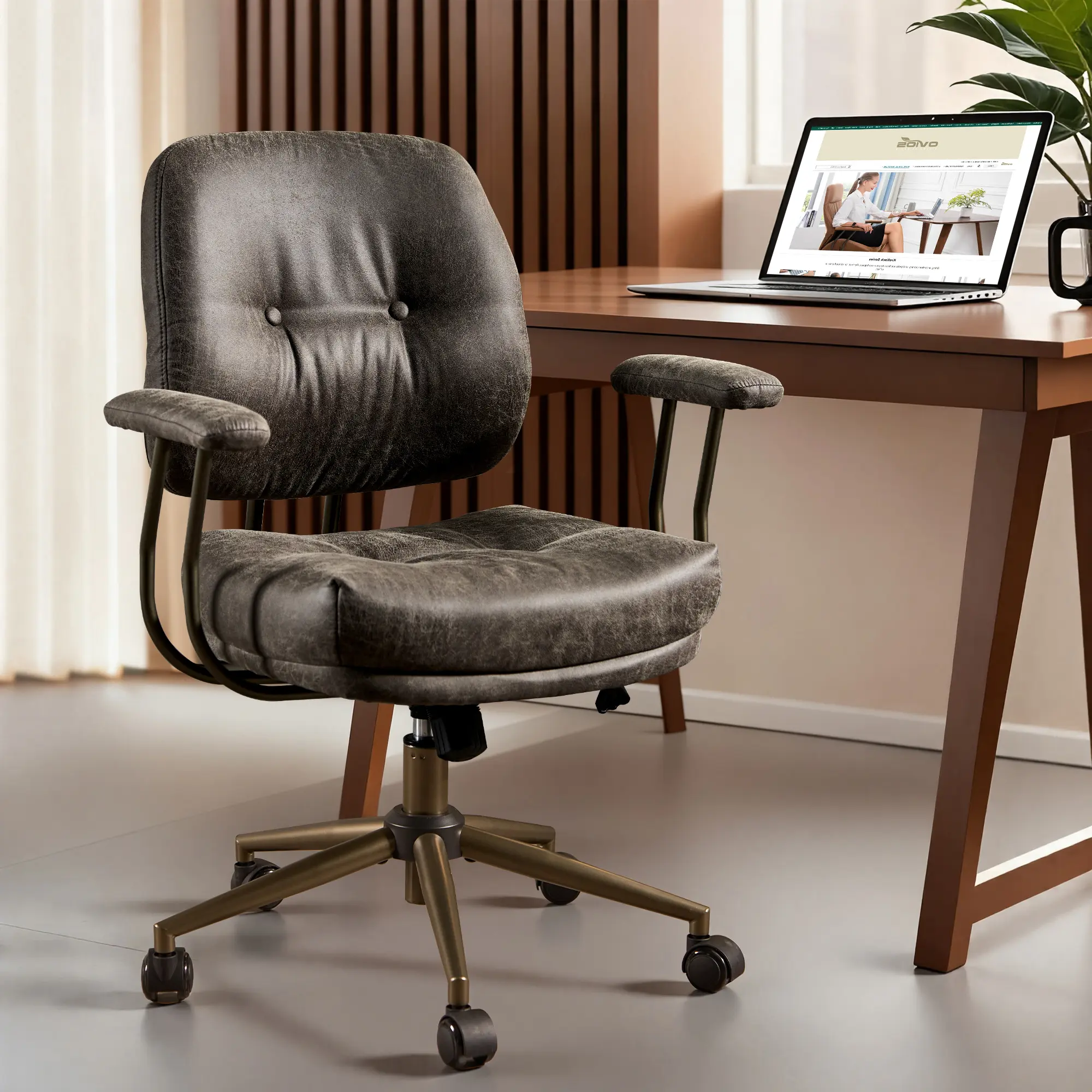 Grey Suede with Thick Cushion&Armrest