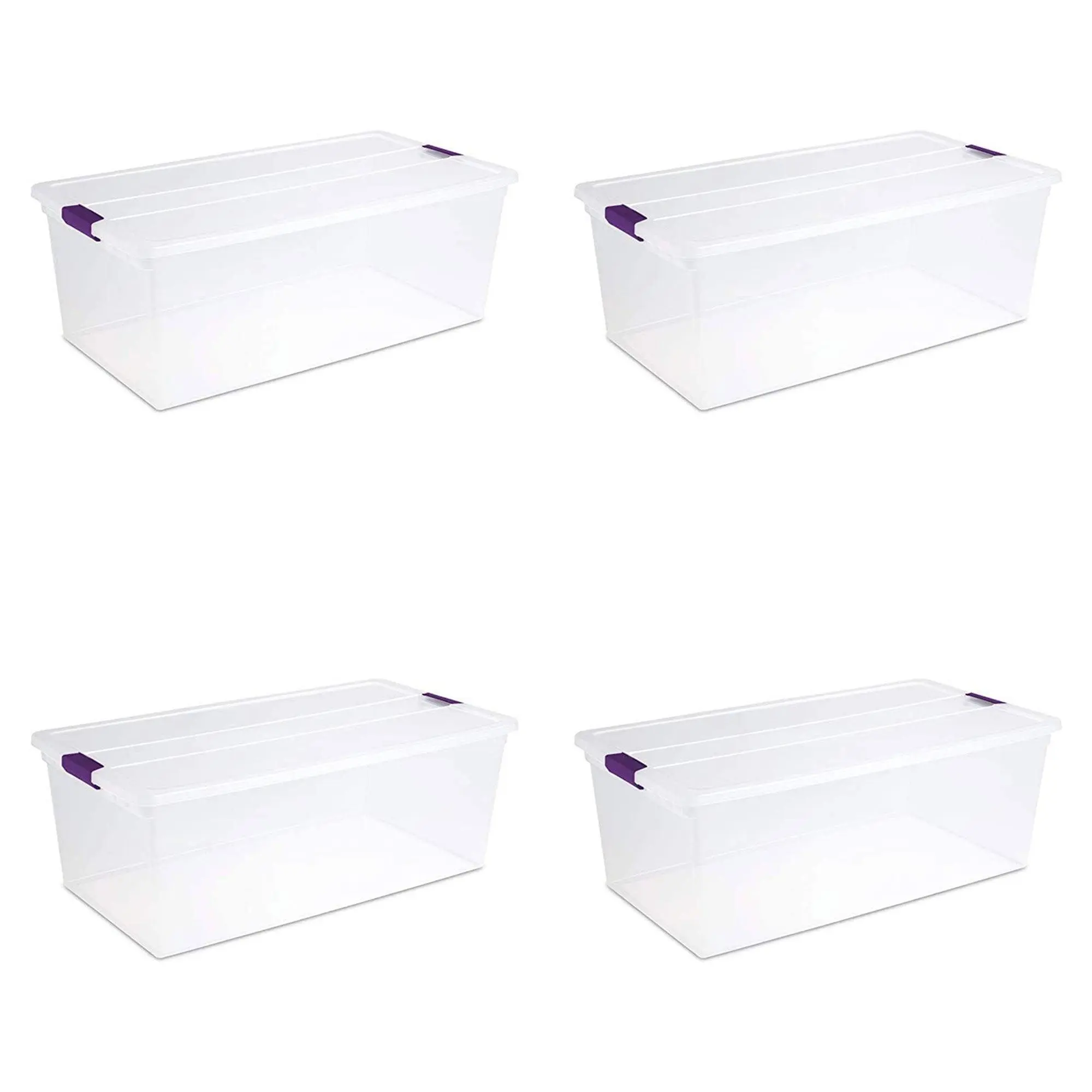 Sterilite 110 Qt ClearView Latch Storage Box, Stackable Bin w/ Latch Lid, 4-Pack
