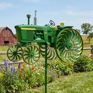 Tractor Windmill Spinner, Rotating Wheel Garden Stake, Unique Outdoor Sculpture Decor, Perfect Gift for Patios, Courtyards, Gardens, Garden Sculptures