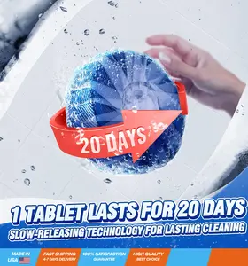 Automatic Toilet Bowl Cleaner Tablets, Bathroom Toilet Tank Cleaner (12 PACK), Toilet Clean Bubbles, Long-lasting, Fresh Smell, No Pungent Odor, Blue