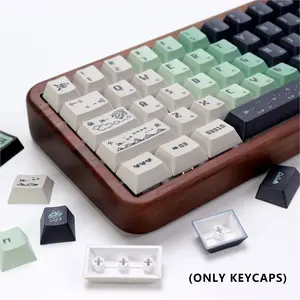 KBDiy Space War Pixel Keycap Set(ONLY KEYCAPS)142 Keys Five-Sided Dye-Sublimation Keycaps,Cherry Profile PBT Green Custom Keyboard Keycap for 61/64/68/84/87/100/104/108 Mechanical Keyboard