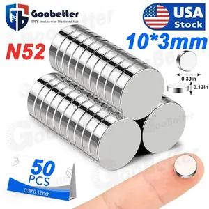 50PCS N52 Neodymium Magnets, 10x3mm Round Rare Earth Magnets, Magnetic Magnets for Cabinet Lock, Tool Storage, DIY Crafts & Home Organization