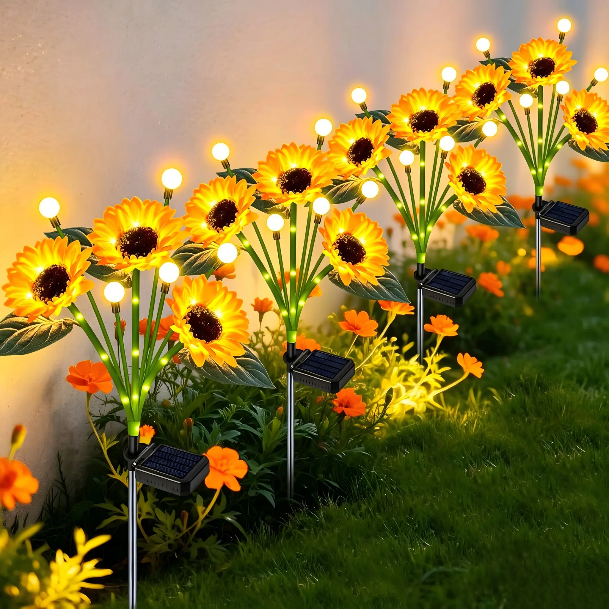 Solar Sunflower Garden Lights, LED Outdoor Waterproof Stake Lights for Yard Pathway Patio Decor