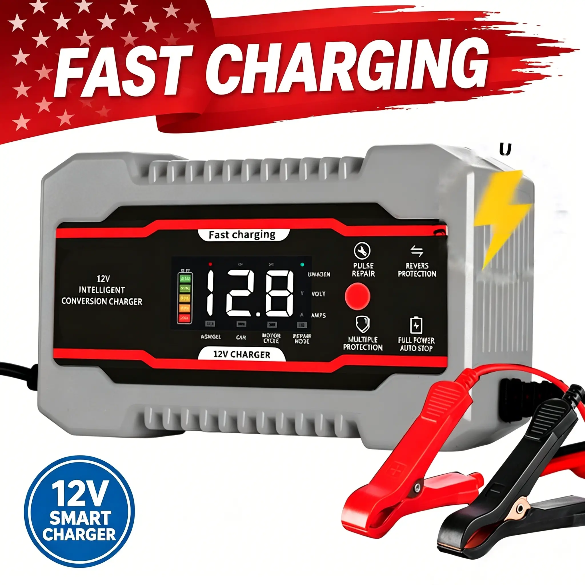 【DealsForYouDays】Car Battery Charger 12V 24V, Automatic Maintainer, Repair, Trickle Charger & Desulfator with Overcharge Protection, Auto Shutoff, 12Volt Battery Charger for Vehicle Motorcycle Boat Lead-acid Batteries
