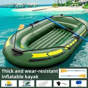 2-Person Inflatable Kayak Boat, Thick Durable Wear-Resistant Air Raft, Leak-Proof Air Tight Inflatable Water Boat, Foldable Lightweight Portable Assault Boat, Perfect For Drifting, Fishing, Lake River Outdoor Water Sports, Wilderness Adventure & Daily Wat