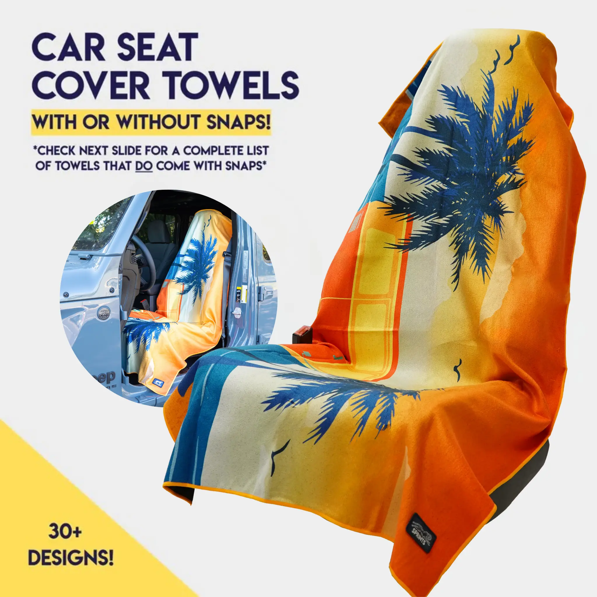 Car Seat Cover Towel – Washable Absorbent Vehicle Seat Towel, Multiple Pattern Designs for Travel & Daily Use