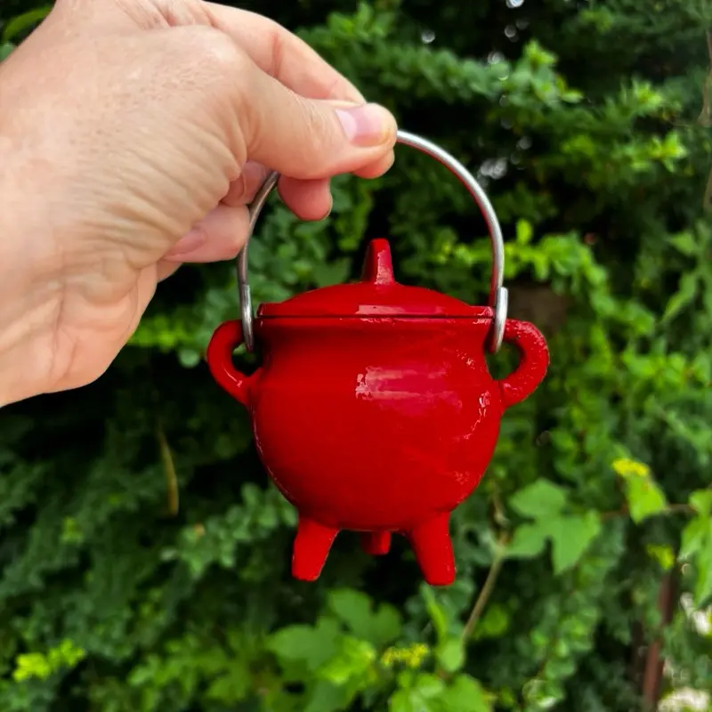 Red Cast Iron Cauldron Ritual/Altar Spell Work