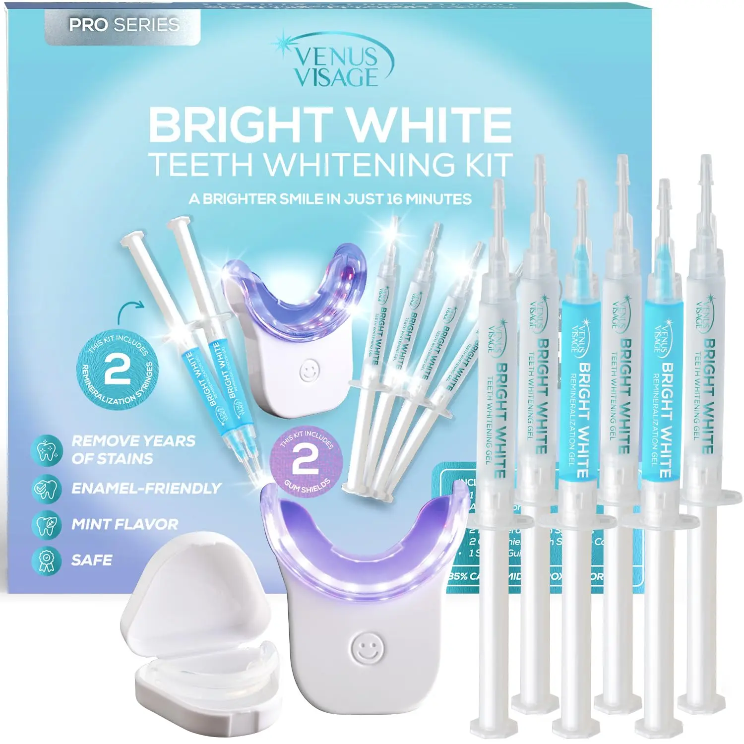 Venus Visage LED Teeth Whitening Kit with 4X 35% Carbamide Peroxide ...