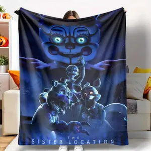 Animatronic Characters Flannel Blanket Blue Neon Robot Print Soft Warm Cozy Lightweight Perfect for Bedroom Sofa Office Halloween Party Gift for Friends Durable Material Multi-Purpose Blanket tiktokshopspringglowup
