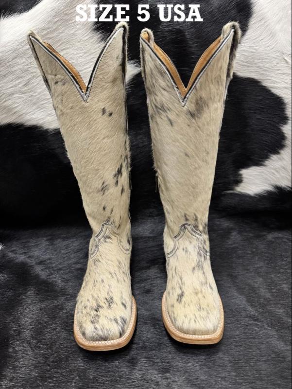 WOMEN COWHIDE SQUARE TOE BOOTS