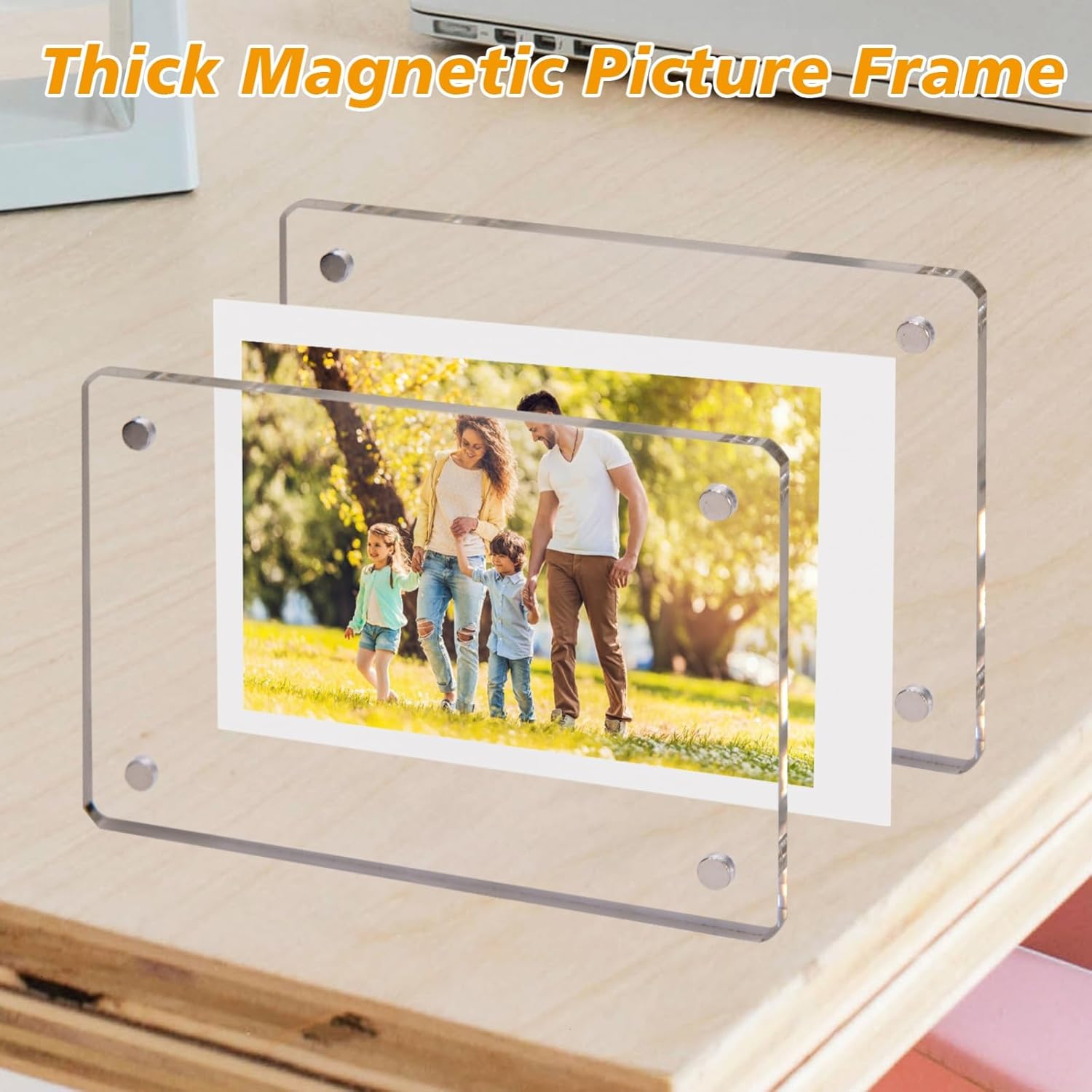 6 Pack Acrylic Fridge Magnetic Frame for Polaroid 2.36x3.67 In Mini Picture Frames for Fujifilm Instax Mini Double Sided Photo Refrigerator Magnet Clear Display Frame Ultra Clear Aurora Design