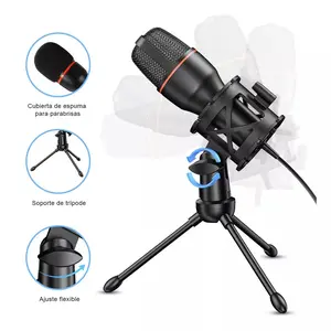 Professional USB 3.5mm AUX Wired Condenser Microphone For PC Laptop Computer Gaming Accessories Kit Gamer Sound Live Streaming Podcast RGB light recording live broadcast video song