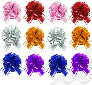 Pull Bows for  Wrapping: 12 count 6-Inch Large  Multi Color Ribbon Bows - Birthday Christmas Presents Packaging Accessories & Outdoor Holiday Decorations