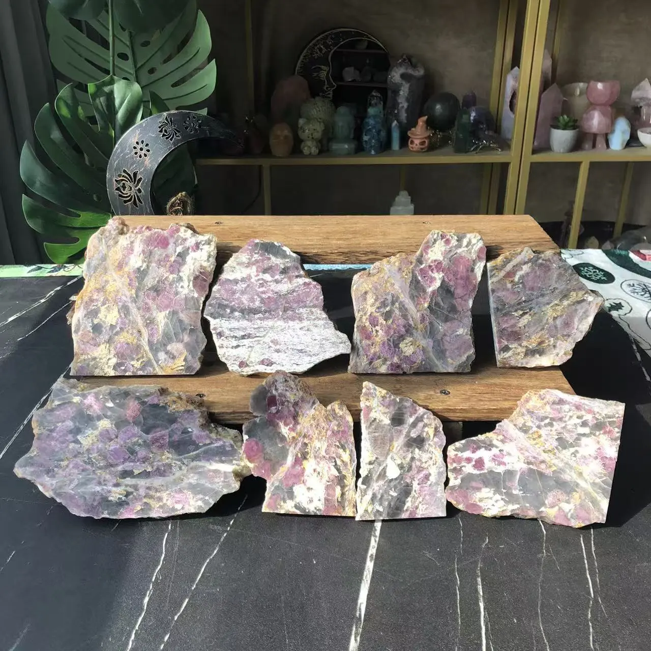 Natural Crystal Pink Tourmaline Slice Collection