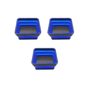 Magnetic Storage Box Foldable Silicone Tray Set, Tool Organizer, Magnetic Tool Holder for Screws Bolts Nuts, Dual-Sided Base, Square Bowl Included