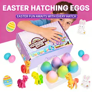 6 - Pack - Easter Egg Hunt Surprise: Unicorn Hatching Eggs! Theseinteractive toys grow 600% in water, offering engagingfun for kids. They're educational, perfect as fidget toysand safe for children, a popular choice for Easter!