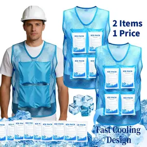 【2 Packs】Cooling Vest for Men&Women Free Gift 16pcs Ice Vest Cool Jacket for Hot Weather with 8Pockets Unisex Adult Workout Apparel Menswear Outdoor Stay Cool Activities Workwear