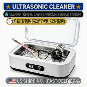Deep Clean Ultrasonic Cleaners, 49kHz Pro Sonic Cleaner for Eyeglasses, Watch Bands & Makeup Tools, Compact Household Restoration Device