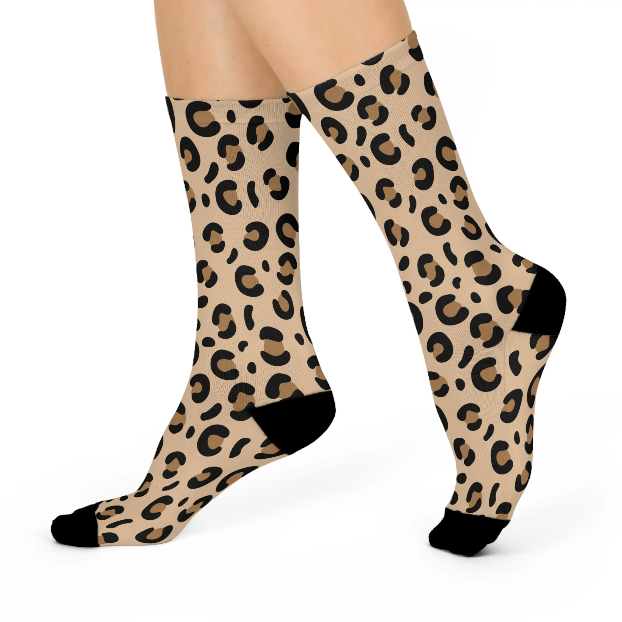 Cheetah Cushioned Crew Socks