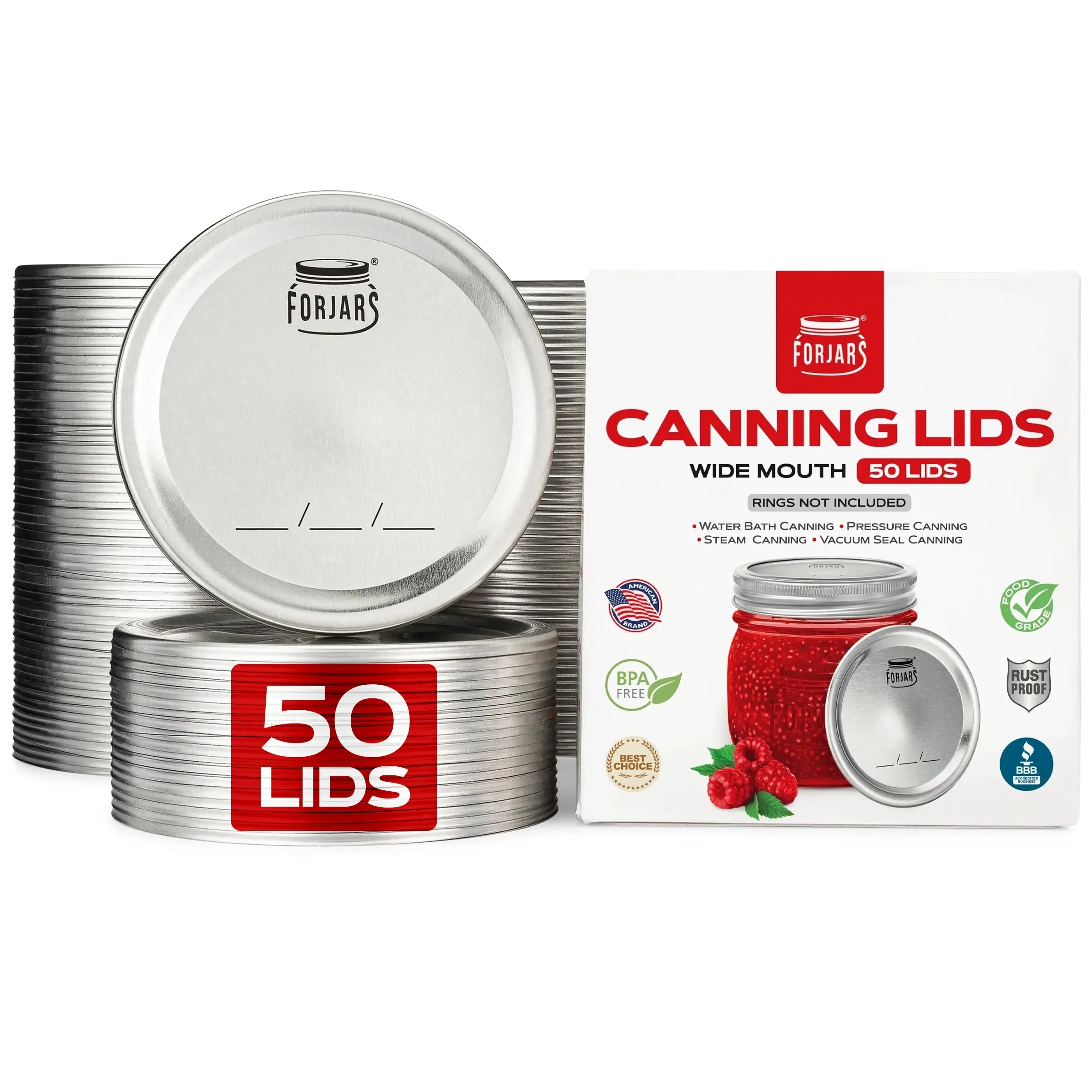 Forjars® - 50 Wide Mouth Canning Lids Forjars® - 50 Wide Mouth Canning Lids