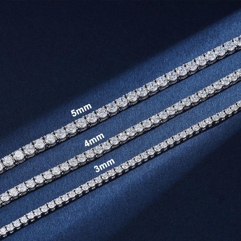 2.5-6.5mm Real Moissanite Tennis Necklace For Women Men D Color Lab Diamond S925 Silver Neck Chain Jewelry With GRA Certificate