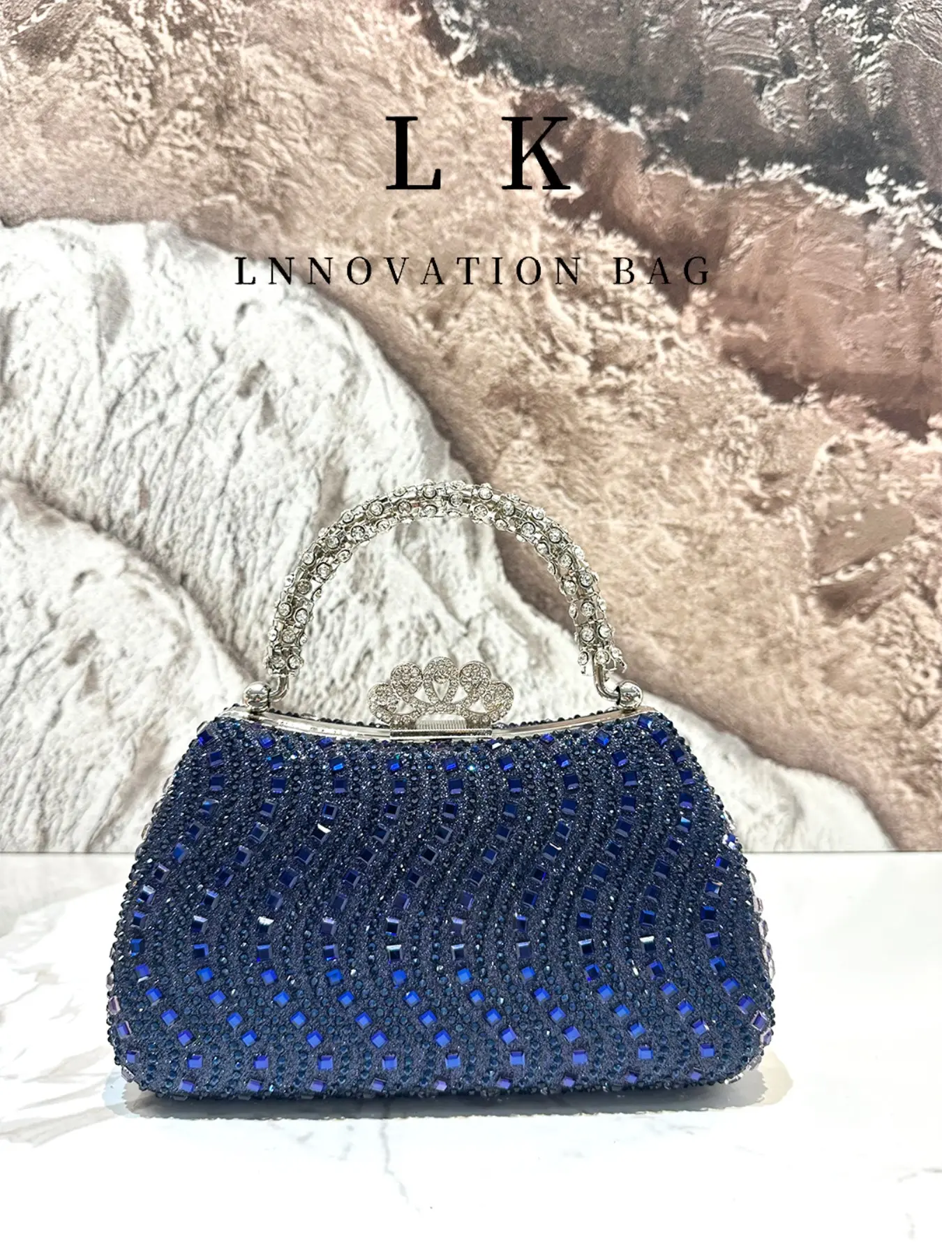 Luxurious Blue Rhinestone Evening Bag, Stylish Bag, Fashionable Unique Bags, Fashionable Bling Bag, Elegant Handbag for Weddings, Parties, Formal Events, Perfect Valentine's Gift, All-Season Fashion Accessory
