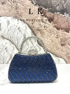 Luxurious Blue Rhinestone Evening Bag, Stylish Bag, Fashionable Unique Bags, Elegant Handbag for Weddings, Parties, Formal Events, Perfect Valentine's Gift, All-Season Fashion Accessory