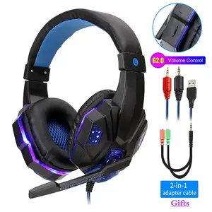 Professional LED Gaming Headset with Microphone - HiFi Stereo Bass for PC, PS4, PS5, Xbox |   Wired & Bluetooth Wireless Modes |   RGB Light Gamer Headphones |   Noise Cancelling |   Comfort Fit
