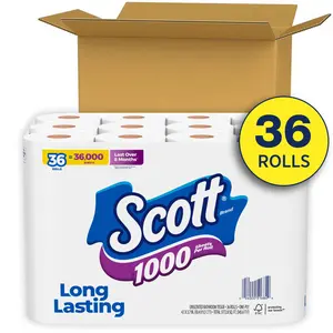 Scott 1000 Toilet Paper, 36 Rolls, 1000 Sheets Per Roll