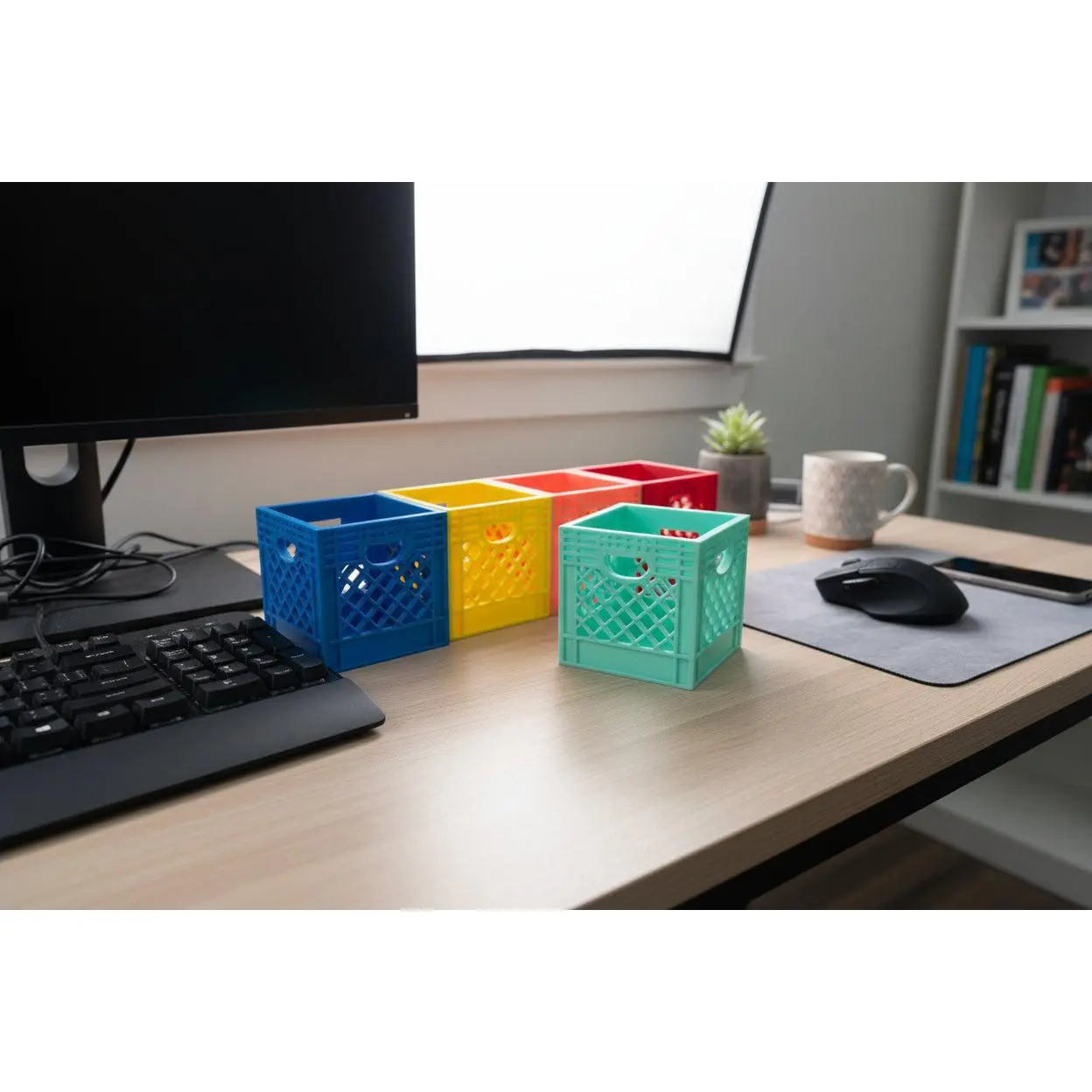Mini Crate 3x3x3 Storage Box | 3D Printed Compact Desk Organizer